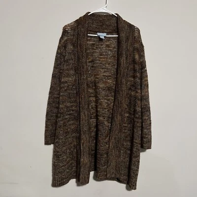 Suéter cárdigan para mujer LIZ & ME marrón 16W frente abierto Foto 1 de 4