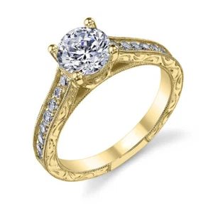 Elegantes anillos enchapados en oro amarillo 18k para mujer joyería de zirconio cúbico talla 6-10 - Imagen 1 de 6