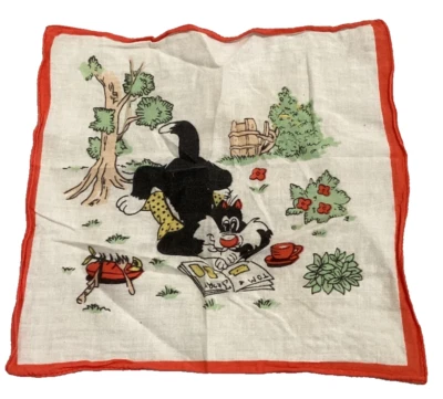 Lenço Sylvester Cat Tom Jerry Mouse Vintage Desenho Animado Looney Tunes 9" - Imagem 1 de 2