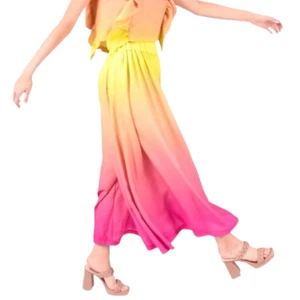 Emily McCarthy Palazzo Pants Size Medium Sunset Wide Leg Elastic Waist Ombre - Picture 1 of 7