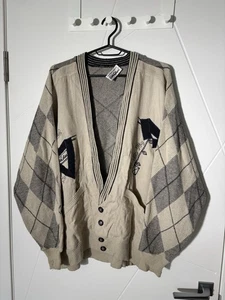 Carlo Colucci Cardigan Sweater Button Up Retro 90’s V-Neck Cream Men’s Size XL - Picture 1 of 11