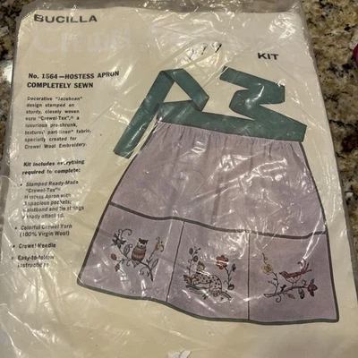 Kit Delantal Bordado Vintage Bucilla Crewel Nº 1564 Foto 1 de 4