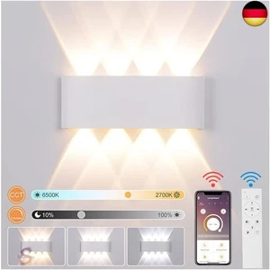 LED Wandleuchte Innen mit Fernbedienung APP, 8W Smart Wandlampe Dimmbar - Bild 1 von 10