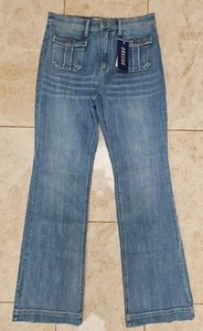 BNWT ERSDGG Ladies Size 28 UK 12 Extra Long Blue Boot Fit Flare Jeans 33" Leg - Picture 1 of 12