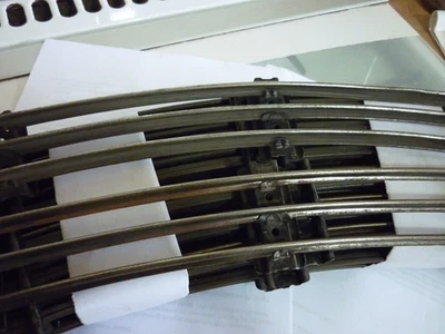 HORNBY O GAUGE 3 RAIL ELECTRIC BENDS X 12 BANKED with track clips - Image 1 of 4