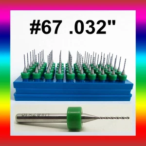 #67 .032" Diameter Solid Carbide Drill Bits - 50 Pieces  - 1/8" Shanks .032 R/S - Picture 1 of 4