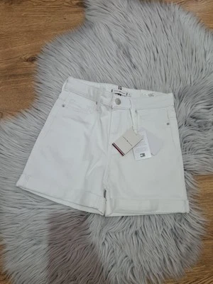 Tommy Hilfiger Womens White High Waisted Denim Shorts Size W24 Brand New - Image 1 of 4