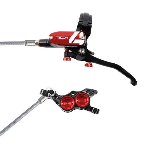 Hope Tech 4 E4 Enduro MTB Brake - Black/Red - Braided Hose - Right Hand Rear - Image 1 of 1