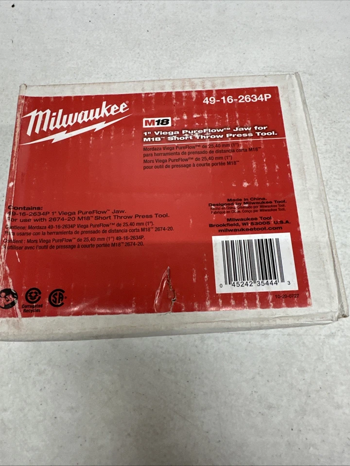 Milwaukee 49-16-2634P M18 1" Viega PureFlow Jaw for Short Throw Press- Open Box - Image 1 of 3