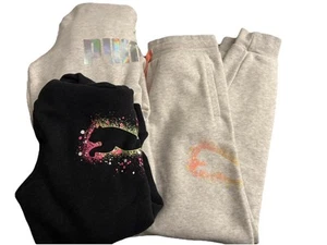 3 Pc Set Puma Youth Girls 2 Hoodies/1 Jogger - splash Logo - Size L (14-16) - Picture 1 of 9
