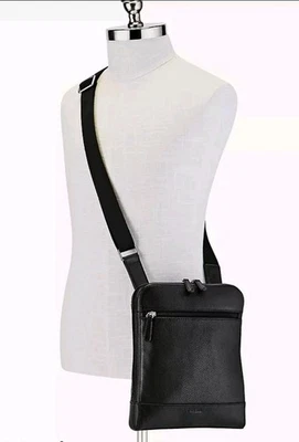 Bolso Mensajero Mensajero Fósil Negro De Colección Correa Ajustable Cuero Unisex Usado en Excelente Condición  Foto 1 de 4