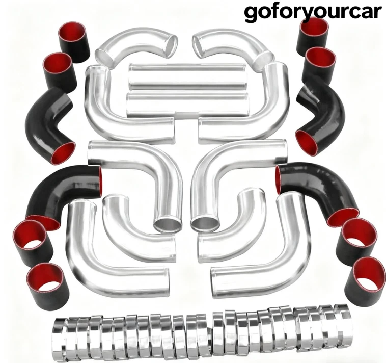 12PCS 3" Inch Intercooler Piping Kit w/Coupler and T-Clamps Universal Aluminum Foto 1 de 4