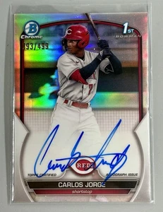 2023 1st Bowman Chrome CARLOS JORGE 1st Bowman Refractor Auto/499 REDS SP Rookie - Picture 1 of 2
