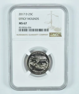 2017-D Washington Quarter Effigy Mounds ATB MS67 NGC *9001 - Picture 1 of 5