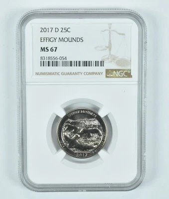 2017-D Washington Quarter Effigy Mounds ATB MS67 NGC *9001 - Image 1 of 4