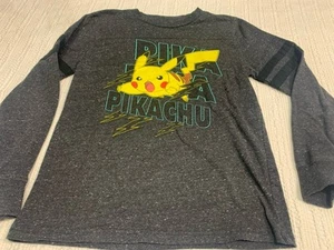 Heather Gray Pikachu Boys Long Sleeve T-shirt Size Medium 10-12 Pokémon - Picture 1 of 16