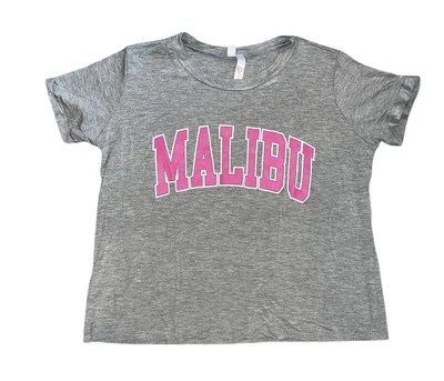 Malibu Sugar Girls Rolled Sleeve Malibu Graphic Boxy Tee Shirt Size Lg(12) - Image 1 of 4