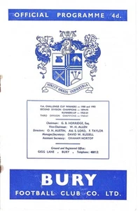 BURY V SHEFFIELD UNITED ~ FA CUP 3RD ROUND ~ 6 JANUARY 1962 - Picture 1 of 1