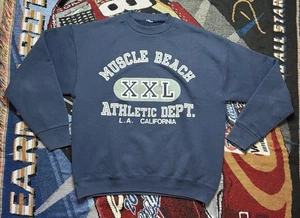 Sudadera Vintage Muscle Beach LA California Para Hombre Cuello Redondo Etiqueta Corte Grande - Imagen 1 de 10