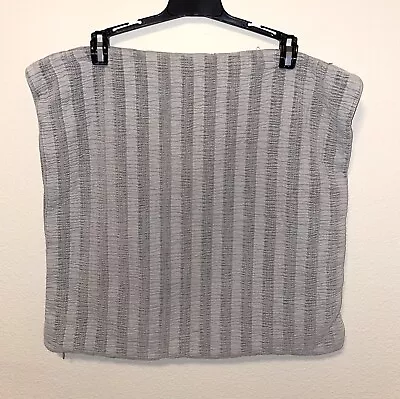 POTTERY BARN Gray Textured Striped Cotton/Viscose Throw Pillow Cover 20x20 In - Image 1 of 4