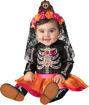 Disfraz Calavera de Azúcar Sweetie Bebé Infante Niño Niñas NUEVO Vestido Esqueleto Foto 1 de 2