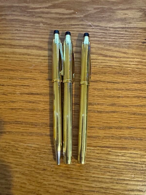 LOTE Cross Century II 10KT Plumas de Oro Fuente 18K Plumín Fino, Bolígrafo, Rollerball Foto 1 de 4