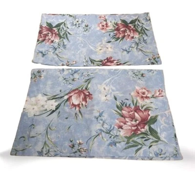 Haywin Cottage Granny 2 fundas de almohada tejidas azules florales femeninas 26 X 20 nuevas nuevas en stock Foto 1 de 4