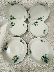 Menge 6 Wawel Blau Blumen Salat/Dessert Schüsseln Vintage Hergestellt in Polen 7,5" - Bild 1 von 10