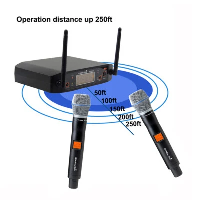 Wireless Handheld Microphone System 2CH UHF Church Stage Audio KTV Mic Karaoke  - Image 1 of 4
