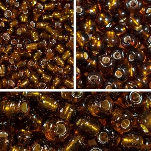 GOLDEN BROWN GLASS SEED BEADS  12/0 2mm 8/0 3mm 6/0 4mm 50g Silver-Lined Beads - Picture 1 of 9