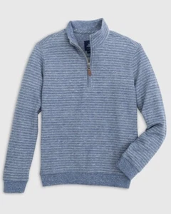 NWT JOHNNIE-O $69 BOYS JR SKILES STRIPED 1/4 ZIP PULLOVER IN INDIGO SZ 6 - Picture 1 of 3