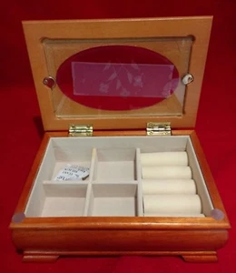 Jewelry Box Storage Case with Mirror Light Oak Finish-New - Picture 1 of 8
