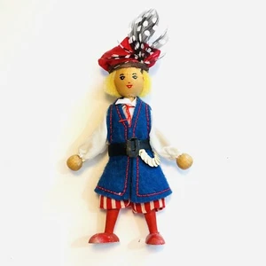 Vintage Gromada Polish Wooden Costume Doll with Red Hat 5.5” - Picture 1 of 7