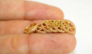 14k Solid Gold Diamond Single Line Rondelle Beads 4mm,6mm,8mm,10mm,12mm Spacer Y - Picture 1 of 12