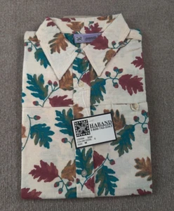 Vintage Haband Men's Button Up Dress Shirt M Long Sleeve Pocket Fall Leaves Art - Picture 1 of 4