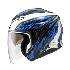 ZEUS ZS-613B WHITE/AJ5 BLUE JET HELMET 