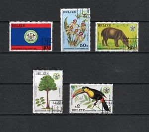 Belize  1981/2   flag,  Tapir,  Orchid,  birds Toucan   5v.   CTO - Picture 1 of 1