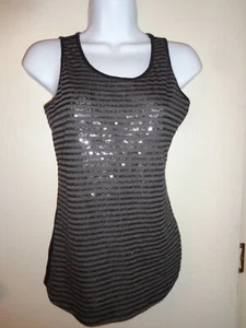 women/junior tank top The Limited size XS  black/gray stripe sequins  - Picture 1 of 2