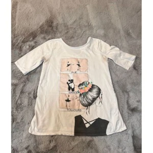 Zara Girls Ballet Dance White Dress with Glitter Ballerina Print Toujours Siz 10 - Picture 1 of 13