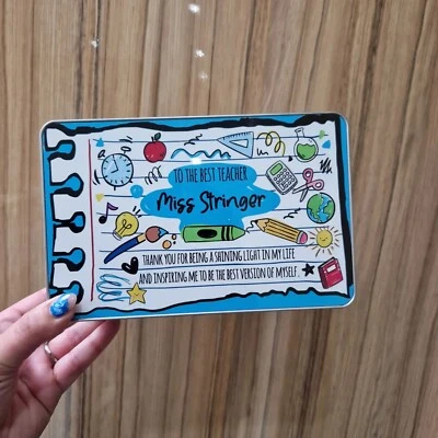 Personalised Metal Treat Sweet Storage Tin Teacher Thank You School Leaving Gift - Image 1 of 3