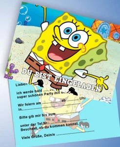 12 Einladungskarten & 12 Umschläge für Geburtstag Spongebob ( 70 ) - Bild 1 von 4