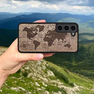 World Map - Wooden Galaxy S23 Ultra Case, S22 Plus, S21 FE, S21, S20 - Photo 1 sur 28