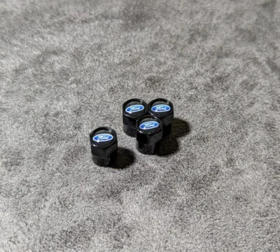 4pc Black Hex Ford Emblem Car Wheels Air Metal Valve Stem Caps Cover - Image 1 of 3