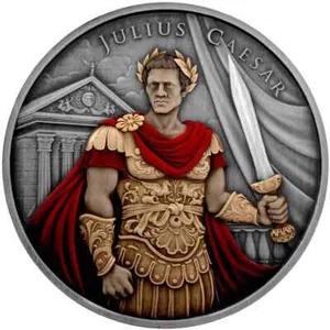 JULIUS CAESAR LEGENDÄRE KRIEGER 1 oz Silbermünze antik fertig farbig USA - Bild 1 von 3