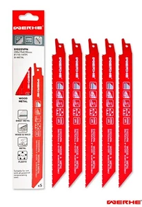 5 piezas de madera con hoja de sierra de calar de metal 200 mm S1022VFN vástago en T Bosch, Makita Sage - Imagen 1 de 13