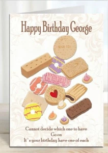 Personalised Birthday Card Biscuits Humorous Grandson Nephew Brother Dad Friend - Picture 1 of 2