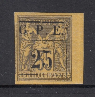Guadeloupe 2, 1884 Surcharge, Mint LH, Scott $57.50 - Image 1 of 2