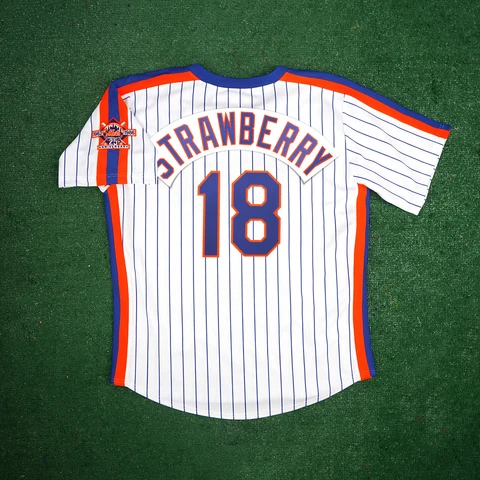 Darryl Strawberry 1986 New York Mets Home Cooperstown Men's Jersey w/ 25th Patch Cover