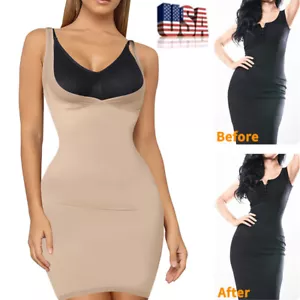 Women's Slimming Compression Bodysuit Slip Underdress Full Body Shaper Shapewear - Picture 1 of 34