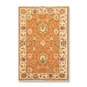 3'10" x 5'10" Nourison Nourmak Hand Knotted Wool High Low Pile Area Rug Orange - Picture 1 of 10